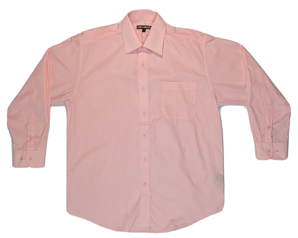 Umo Lorenzo Men's Solid Pink Dress Shirt Button Up Size 15 32-33
